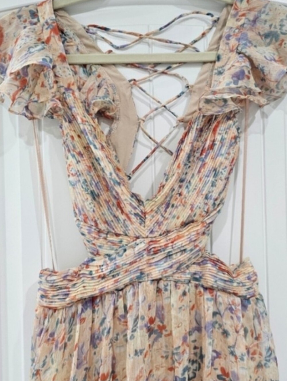 ASTR Primrose Dress Maxi Floral Peach Cutouts Medium - Picture 4 of 10
